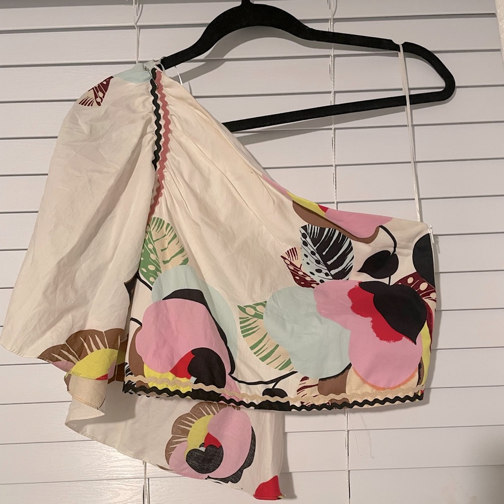 Zara one shoulder floral crop top